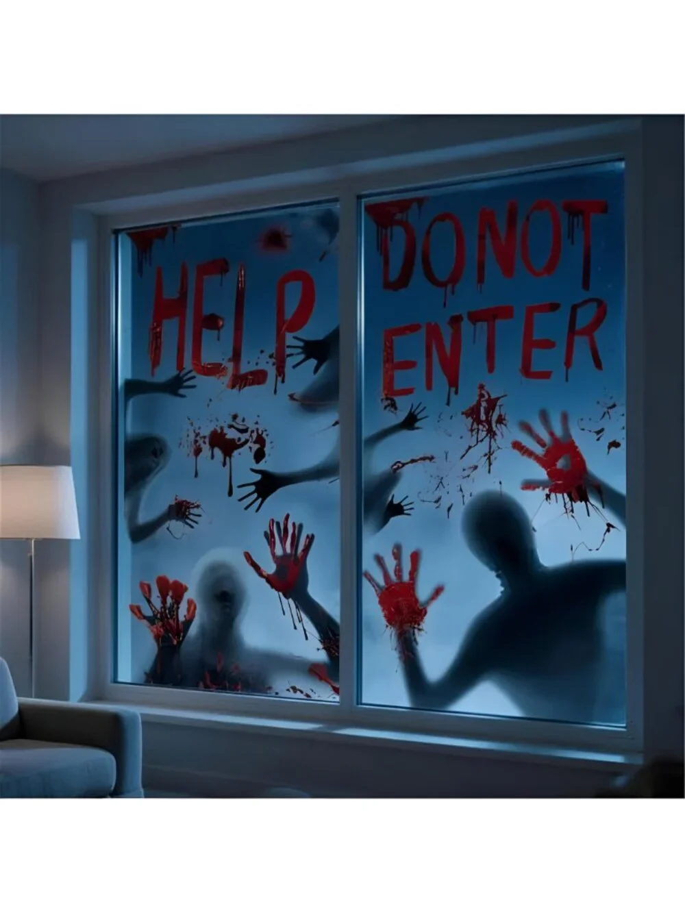 2Pcs 30x61 Halloween Window Clings, Stickers & Decorations, Scary Bloody